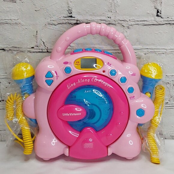 'LITTLE VIRTUOSO' SING~ALONG CD PLAYER DUAL MICROPHONES PINK KARAOKE SYSTEM - Picture 9 of 15